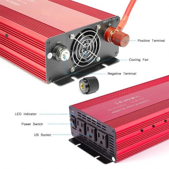 Growcol 1000W pure sine wave inverter 12V-220V